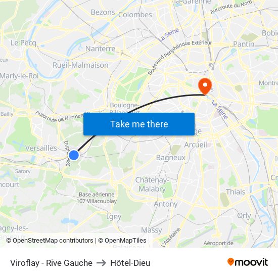 Viroflay - Rive Gauche to Hôtel-Dieu map