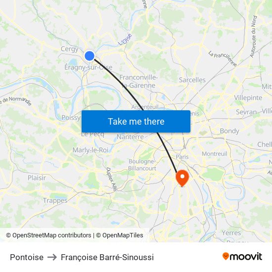 Pontoise to Françoise Barré-Sinoussi map
