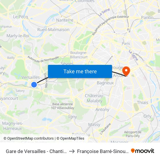 Gare de Versailles - Chantiers to Françoise Barré-Sinoussi map