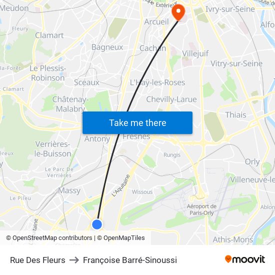 Rue Des Fleurs to Françoise Barré-Sinoussi map