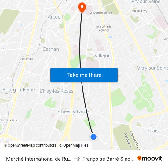 Marché International de Rungis to Françoise Barré-Sinoussi map