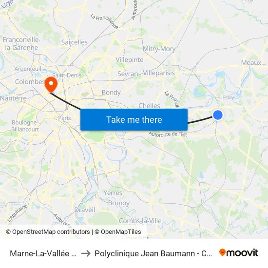 Marne-La-Vallée Chessy to Polyclinique Jean Baumann - Consultations map