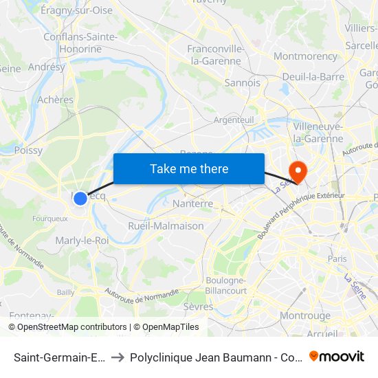 Saint-Germain-En-Laye to Polyclinique Jean Baumann - Consultations map