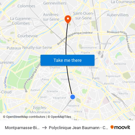 Montparnasse-Bienvenue to Polyclinique Jean Baumann - Consultations map