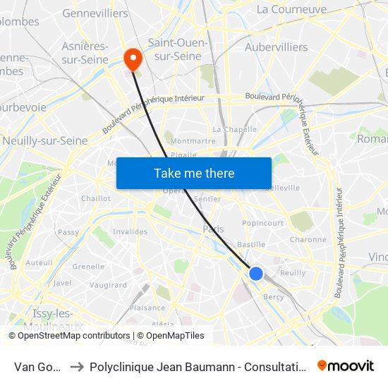 Van Gogh to Polyclinique Jean Baumann - Consultations map