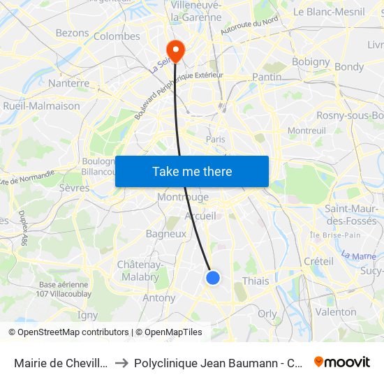 Mairie de Chevilly-Larue to Polyclinique Jean Baumann - Consultations map