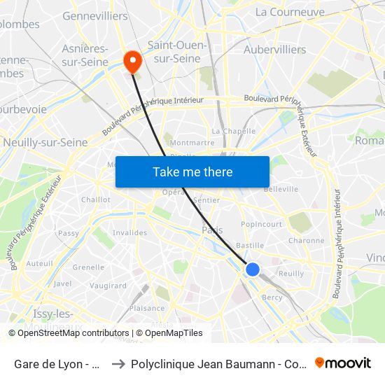 Gare de Lyon - Diderot to Polyclinique Jean Baumann - Consultations map