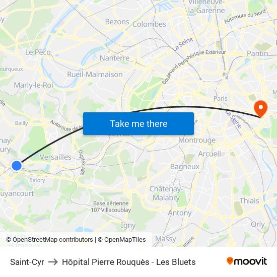 Saint-Cyr to Hôpital Pierre Rouquès - Les Bluets map