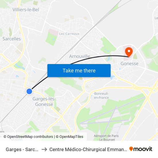 Garges - Sarcelles to Centre Médico-Chirurgical Emmanuel Rain map