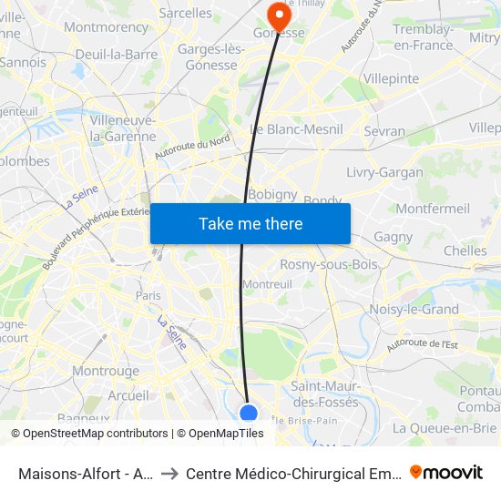 Maisons-Alfort - Alfortville to Centre Médico-Chirurgical Emmanuel Rain map