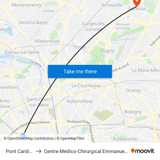 Pont Cardinet to Centre Médico-Chirurgical Emmanuel Rain map