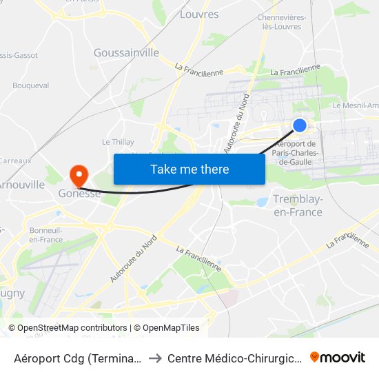 Aéroport Cdg (Terminal 3 – Roissypôle) to Centre Médico-Chirurgical Emmanuel Rain map