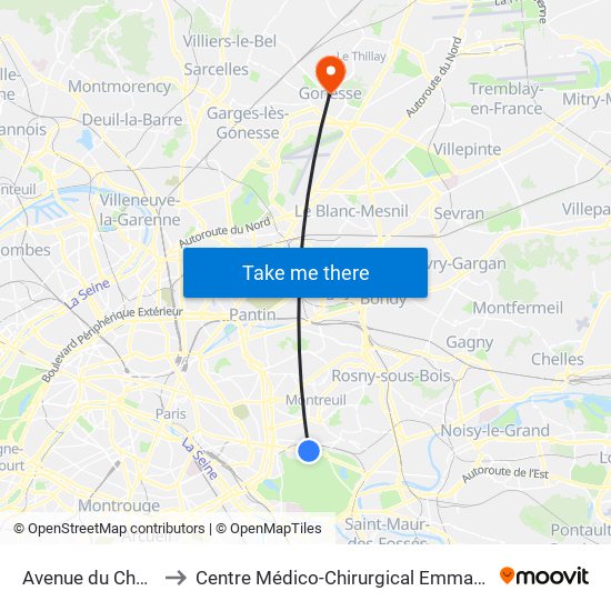 Avenue du Château to Centre Médico-Chirurgical Emmanuel Rain map