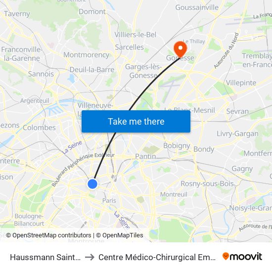 Haussmann Saint-Lazare to Centre Médico-Chirurgical Emmanuel Rain map