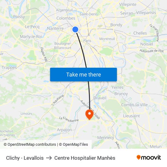 Clichy - Levallois to Centre Hospitalier Manhès map