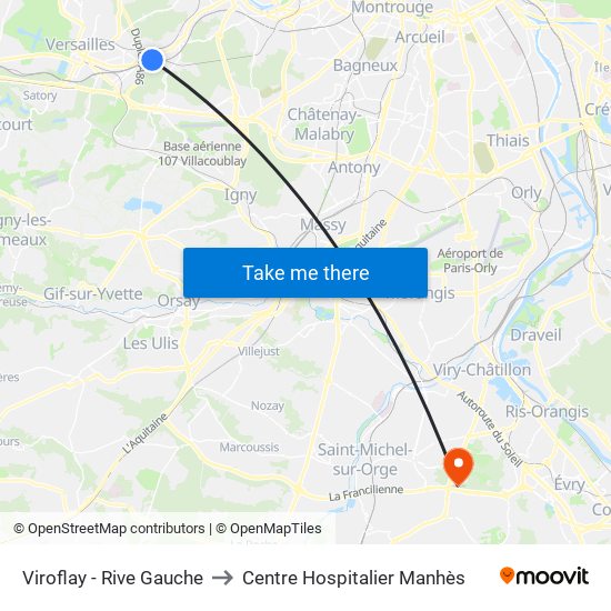 Viroflay - Rive Gauche to Centre Hospitalier Manhès map