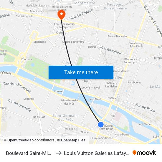 Boulevard Saint-Michel to Louis Vuitton Galeries Lafayette map