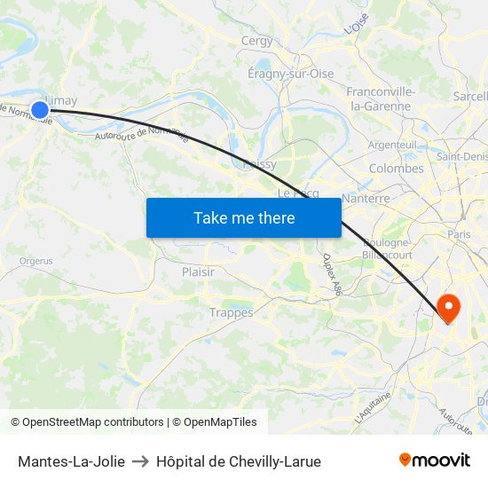 Mantes-La-Jolie to Hôpital de Chevilly-Larue map