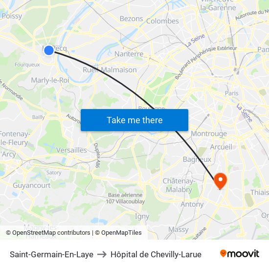Saint-Germain-En-Laye to Hôpital de Chevilly-Larue map