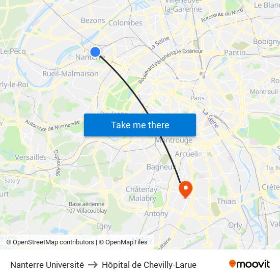Nanterre Université to Hôpital de Chevilly-Larue map