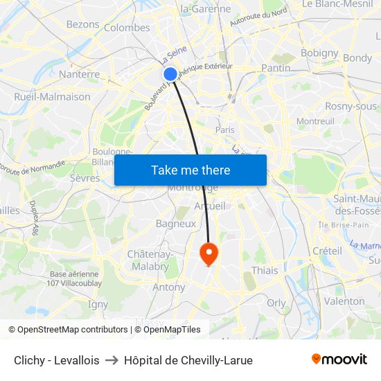 Clichy - Levallois to Hôpital de Chevilly-Larue map