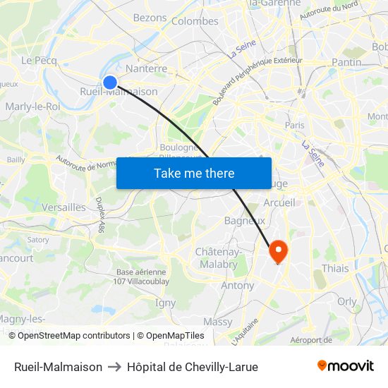 Rueil-Malmaison to Hôpital de Chevilly-Larue map