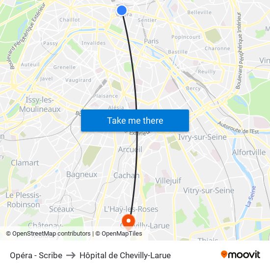 Opéra - Scribe to Hôpital de Chevilly-Larue map