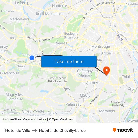 Hôtel de Ville to Hôpital de Chevilly-Larue map