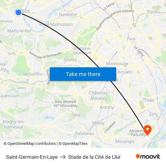 Saint-Germain-En-Laye to Stade de la Cité de L'Air map