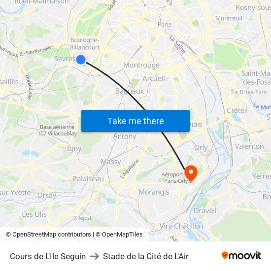 Cours de L'Ile Seguin to Stade de la Cité de L'Air map