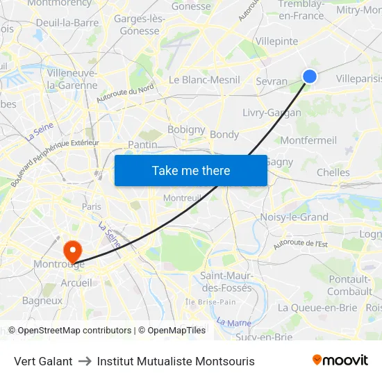 Vert Galant to Institut Mutualiste Montsouris map