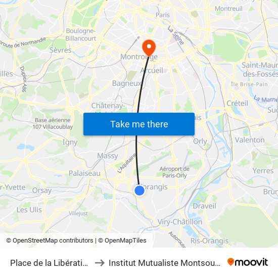 Place de la Libération to Institut Mutualiste Montsouris map