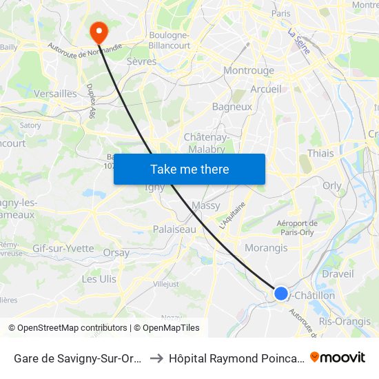Gare de Savigny-Sur-Orge to Hôpital Raymond Poincaré map