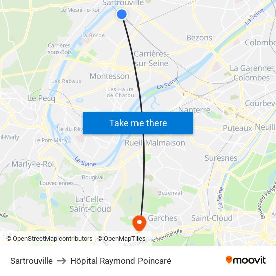 Sartrouville to Hôpital Raymond Poincaré map