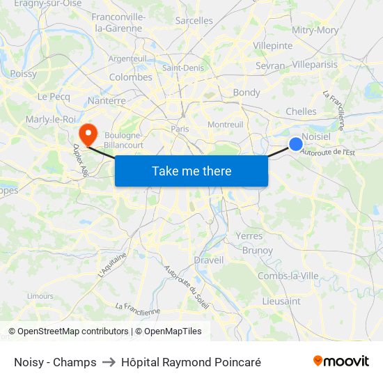Noisy - Champs to Hôpital Raymond Poincaré map