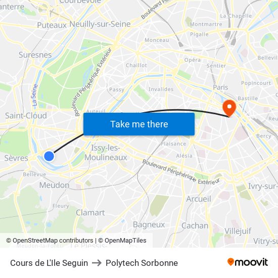 Cours de L'Ile Seguin to Polytech Sorbonne map