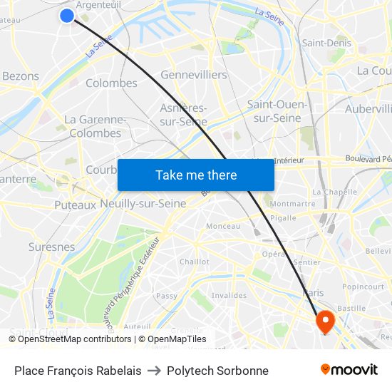 Place François Rabelais to Polytech Sorbonne map