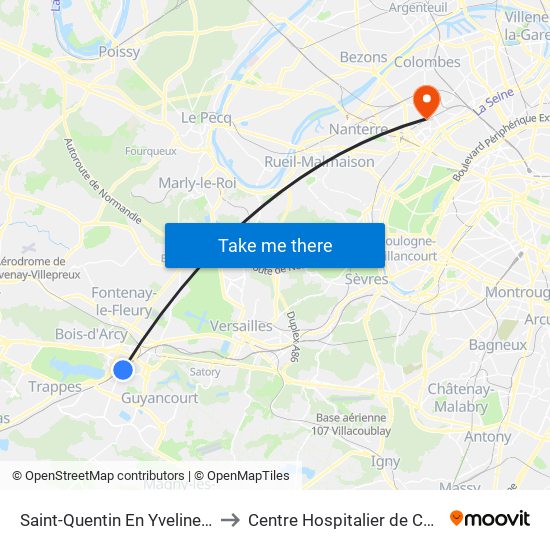 Saint-Quentin En Yvelines - Montigny-Le-Bretonneux to Centre Hospitalier de Courbevoie - Neuilly-Sur-Seine map