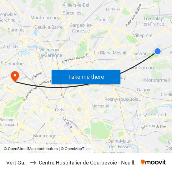 Vert Galant to Centre Hospitalier de Courbevoie - Neuilly-Sur-Seine map