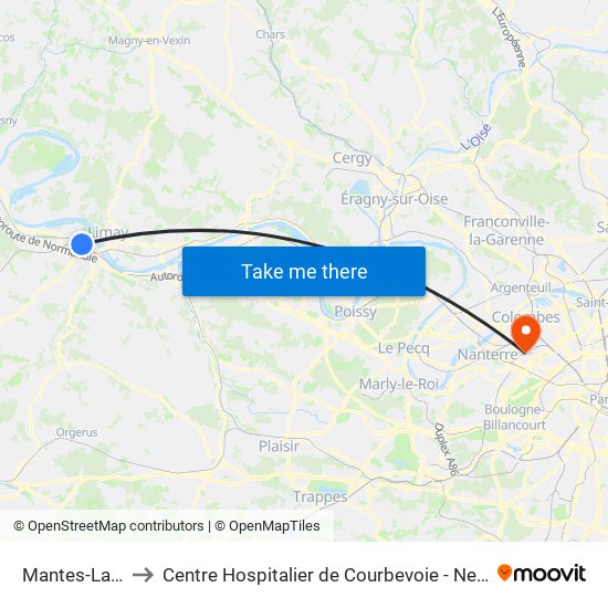 Mantes-La-Jolie to Centre Hospitalier de Courbevoie - Neuilly-Sur-Seine map