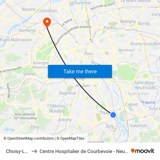 Choisy-Le-Roi to Centre Hospitalier de Courbevoie - Neuilly-Sur-Seine map