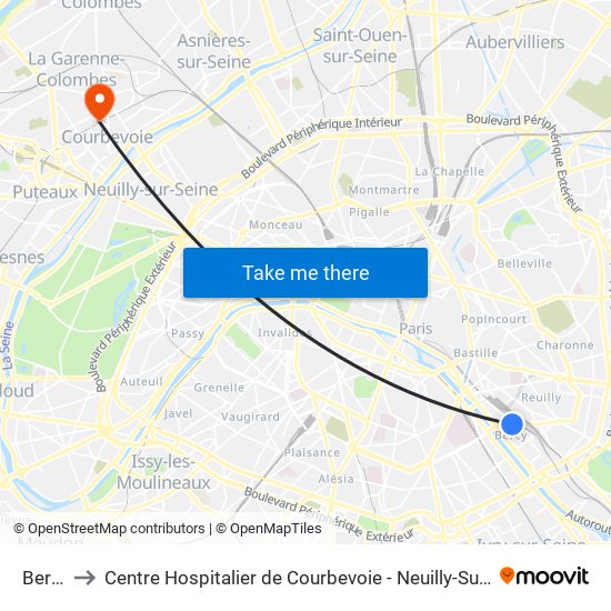 Bercy to Centre Hospitalier de Courbevoie - Neuilly-Sur-Seine map