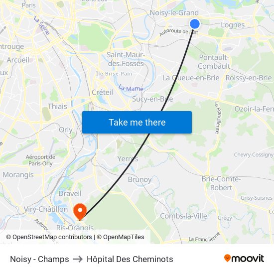 Noisy - Champs to Hôpital Des Cheminots map