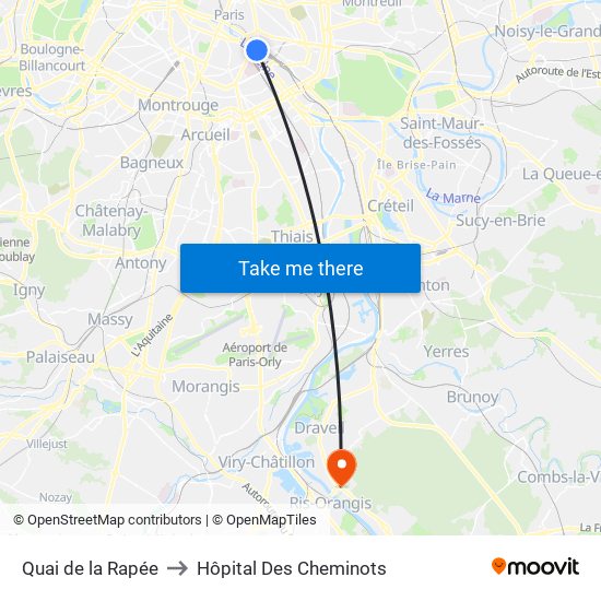 Quai de la Rapée to Hôpital Des Cheminots map