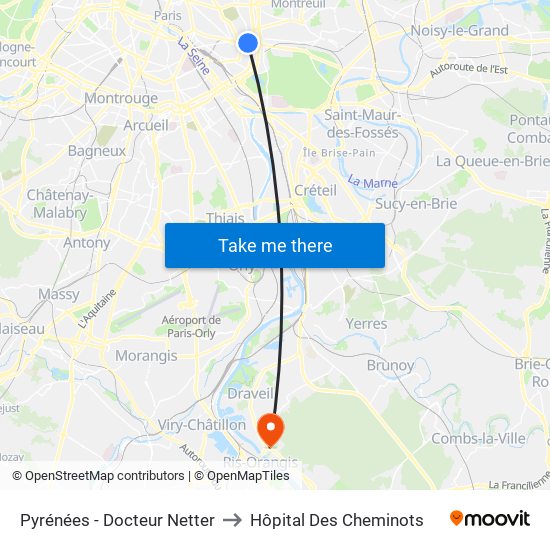 Pyrénées - Docteur Netter to Hôpital Des Cheminots map