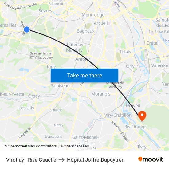 Viroflay - Rive Gauche to Hôpital Joffre-Dupuytren map