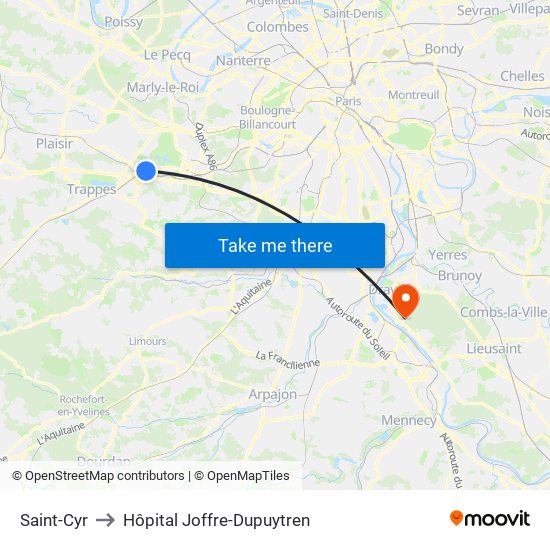 Saint-Cyr to Hôpital Joffre-Dupuytren map