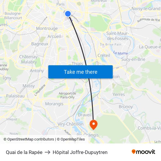 Quai de la Rapée to Hôpital Joffre-Dupuytren map
