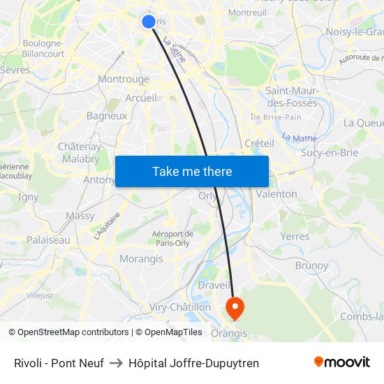 Rivoli - Pont Neuf to Hôpital Joffre-Dupuytren map