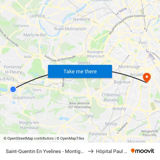 Saint-Quentin En Yvelines - Montigny-Le-Bretonneux to Hôpital Paul Brousse map